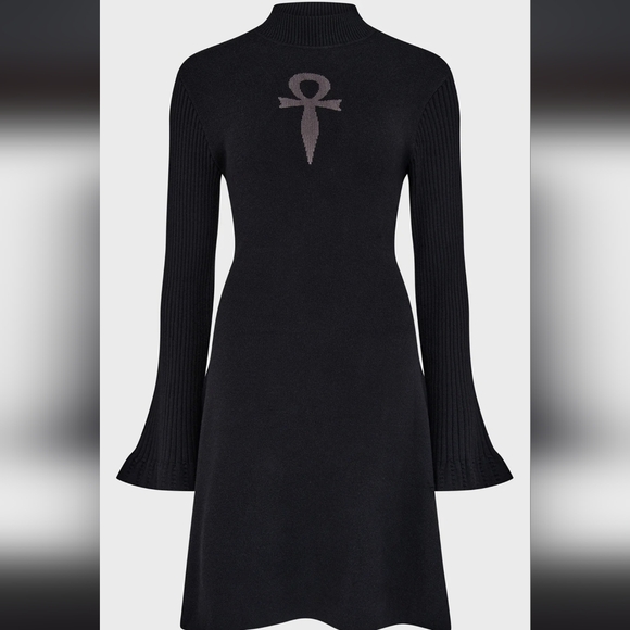 Killstar Dresses & Skirts - Killstar Black Long Sleeve Dress with Symbol